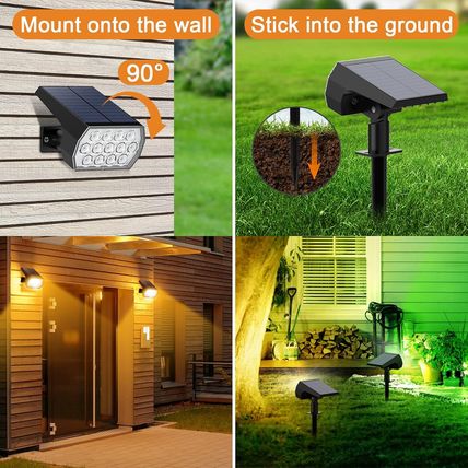 Solar Spot Lights Outdoor Color Changing, [7 Modes/10 Pack] Christmas IP65 Water