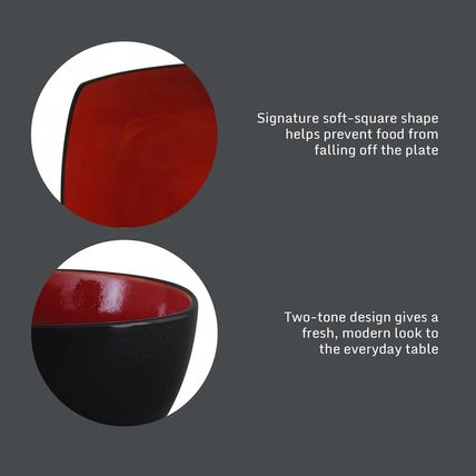 Gibson Soho Lounge Square Reactive Glaze Dinnerware Set, Red, Service for 4 (16P