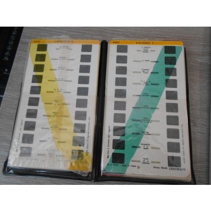Stereoscope Lestrade Lourdes France View Color Cards 1001-1023 in Black Case