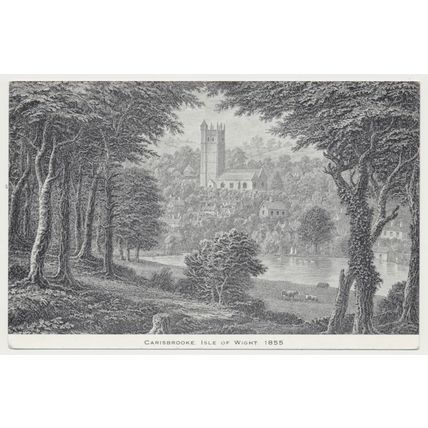 CARISBROOKE 1855 George Brannon engraving mid 20th C. PC IW County Press