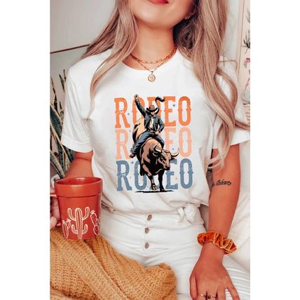 White Cowboy RODEO Graphic Western T Shirt