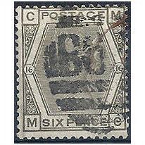 1878 SG147 6d Grey Plate 16 Good+ Used Check Letters "MC".
