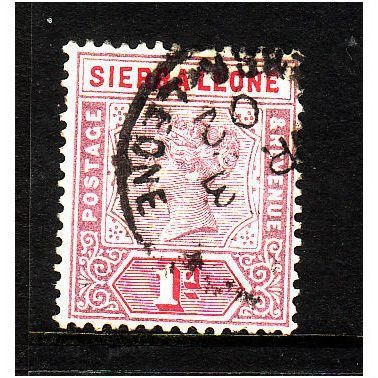 SIERRA LEONE 1896 SG 42 1d DULL MAUVE AND CARMINE FINE USED#1