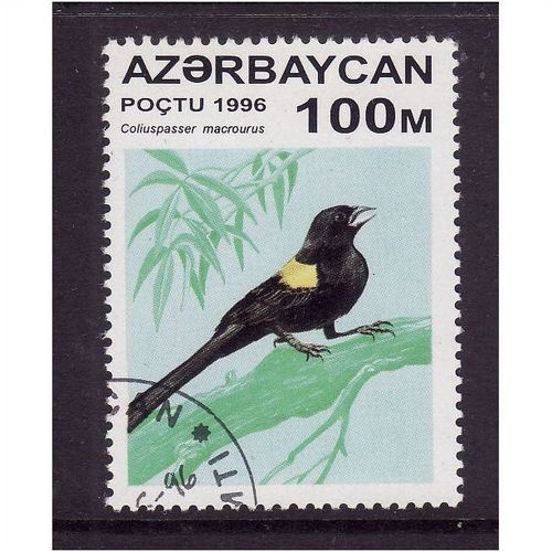 AZERBAIJAN 1996 SG326 100M BLUE NAPED MOUSEBIRD FINE USED#3