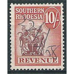 Southern Rhodesia 1958 10/- Revenue Fine Used Fiscal Cancel .. ..