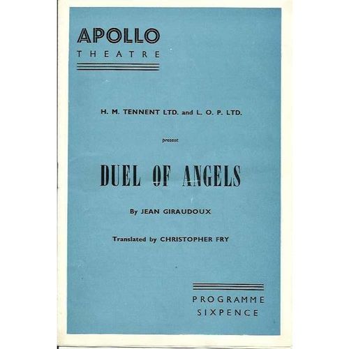 DUEL OF ANGELS Vivien Leigh, Claire Bloom, 1958 Apollo Theatre Programme