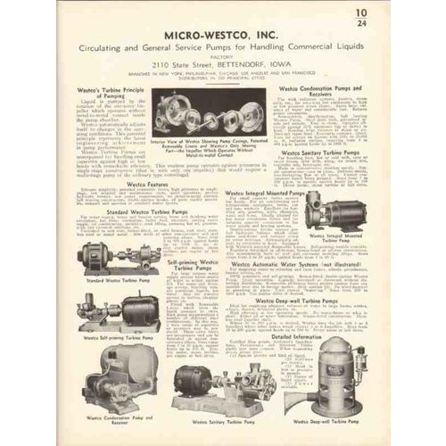 micro-westco inc 1936 condensation turbine pumps vintage catalog