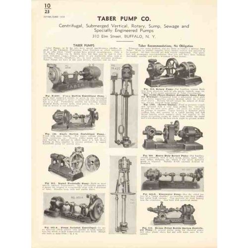 taber pump company 1936 centrifugal suction sewage vintage catalog