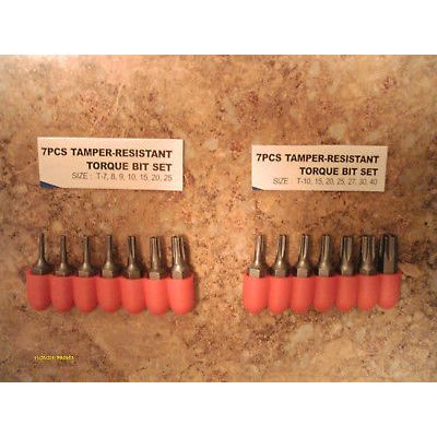 14 pc Tamper Proof Torx Bit Set T 7 to 25 Electrical & T 10 to 40 Automotive New