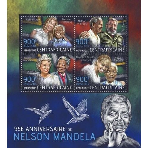 CENTRAL AFRICA 2013 SHEET MNH SINGERS MANDELA FIDEL CASTRO QUEEN ELIZABETH 2