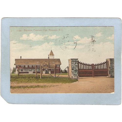 Rhode Island Riverside Postcard Entrance Pomham Club~1126