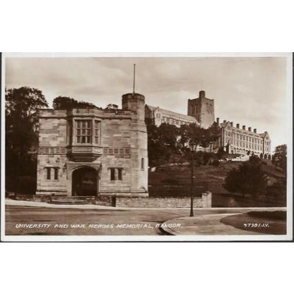 Bangor, Gwynedd - University War Heroes Memorial -Valentines RP postcard c.1930s