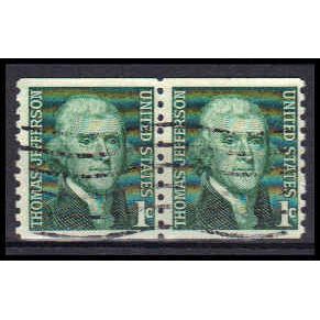 Used 1299 1c Thomas Jefferson Fine Pair KA6202
