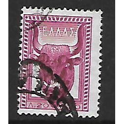 GREECE 1955 GREEK ART 20L PURPLE OX HEAD VASE SG 734a FINE USED