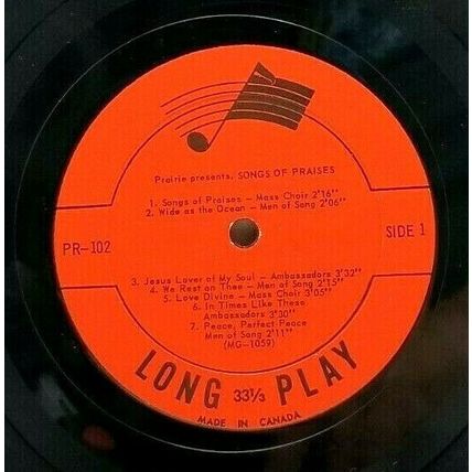 Songs of Praises - by Prairie Bible Institute 1962 LP Vinyl Record (P6)