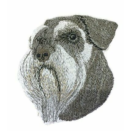 Dog Faces [Schnauzer 2[] Embroidered Iron on/Sew patch [4."3.4"]