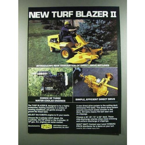 1986 Howard Price Turf Blazer II Mower Ad