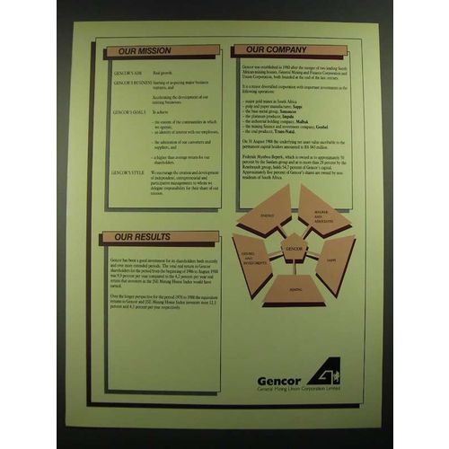1988 Gencor General Mining Union Corporation Ad