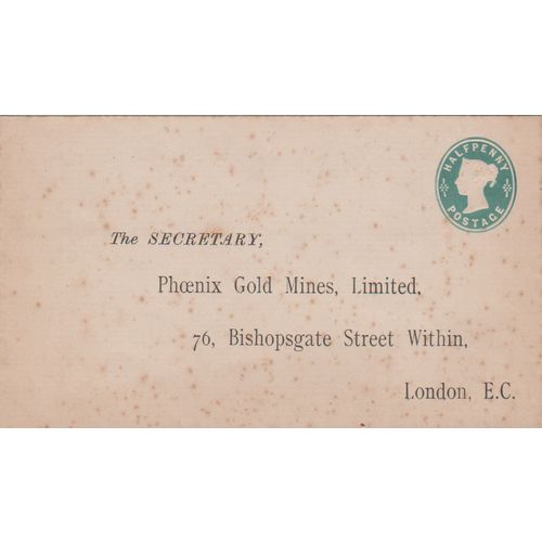 GB circa 1860 letter Card to Phoenix Gold Mines HQ London see other listings