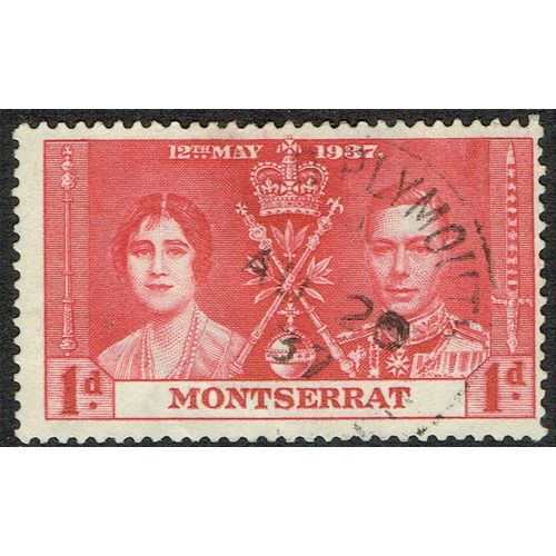 Montserrat 1937 Coronation 1d Scarlet SG98 FU