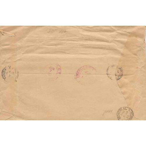 Canada Mufti REGISTERED Mail Montreal Quebec Station B, 1937 to USA PASSED, DUES