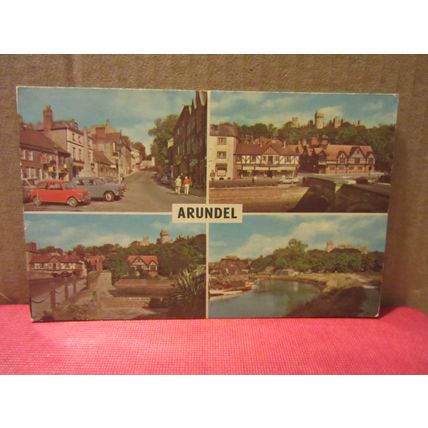 multiview, ARUNDEL, SUSSEX. used vintage postcard 1968 postmark =