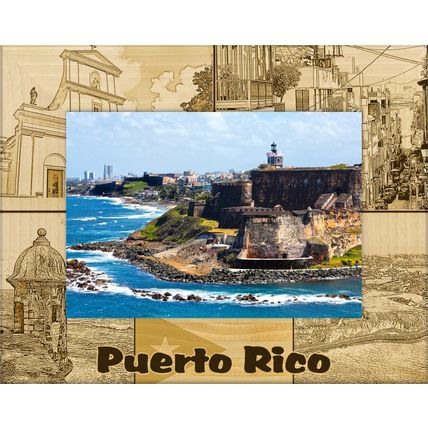 Puerto Rico Laser Engraved Wood Picture Frame Landscape (4 x 6)
