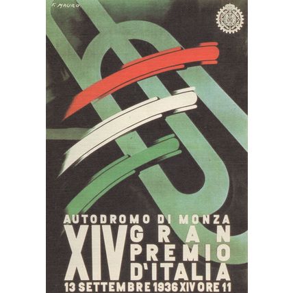 1936 Monza Italian Motor Race Grand Prix Italy Rare F1 Poster Postcard