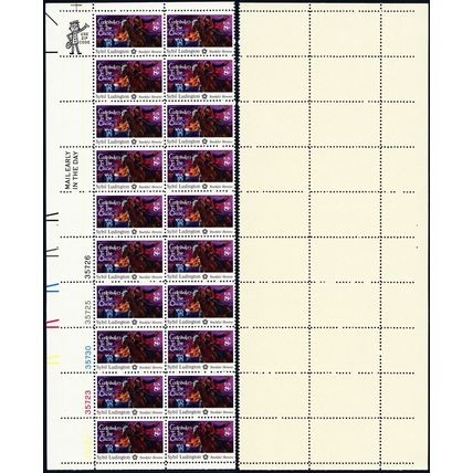 1559a, MNH 8¢ Back Inscription Omitted Freak Error PL# Strip of 20 CV $2200.