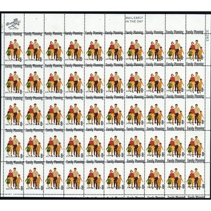 1455, MNH 8¢ SLANTED COLOR SHIFT FREAK ERROR Sheet of 50 WoW - Stuart Katz