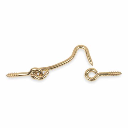 HOOK AND EYE LATCH 4" door gate wood screw pet animal cage screen brass