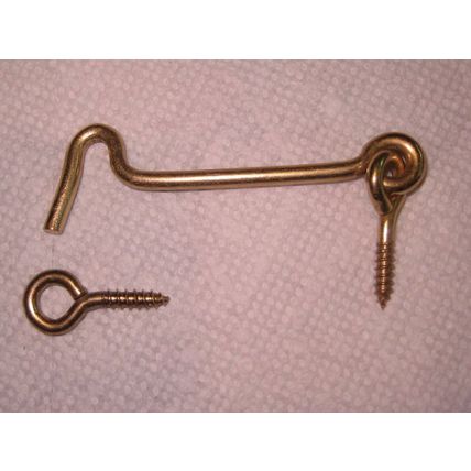 HOOK AND EYE LATCH 4" door gate wood screw pet animal cage screen brass