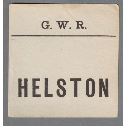 GREAT WESTERN RAILWAY LUGGAGE LABEL - HELSTON (Caps)
