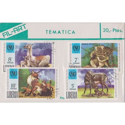 Liberia wildlife UNESCO Fil Art set circa 1975