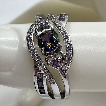 Ring Silver Plated Cubic Zirconia Filled Heart #501, #524
