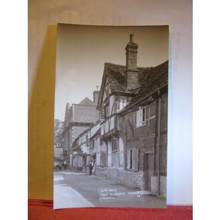 15th C HALF TIMBERED GABLE, LACOCK, WILTSHIRE. unused postcard RP PERCY SIMMS =