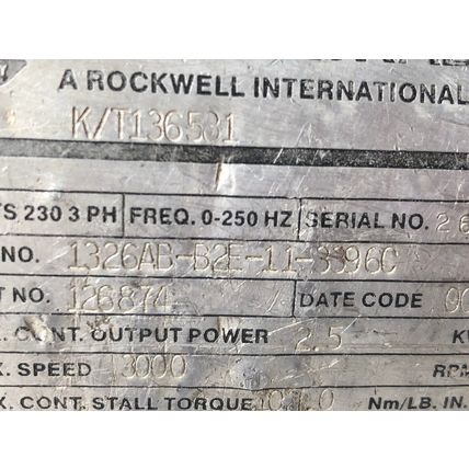ALLEN BRADLEY 1326AB-B2E-11-3396C,1326 AC SERVO MOTOR,230V,3PH 126874 1326,AQ