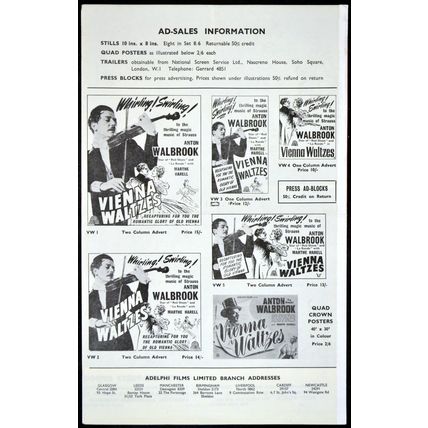 VIENNA WALTZES 1951 Anton Walbrook JOHANN STRAUSS UK PRESSBOOK