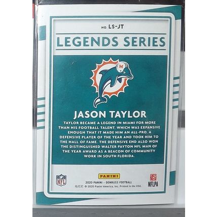 2020 Panini Donruss JASON TAYLOR (Dolphins) Legends Series #LS-JT