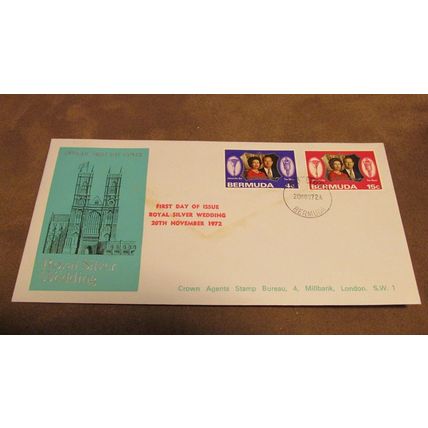 1972 Bermuda FDC Cover - Queen Elizabeth Wedding Anniversary