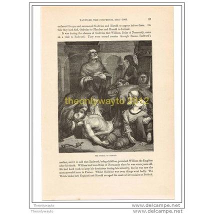 THE BURIAL OF HAROLD, 1066, Illustration, c1870