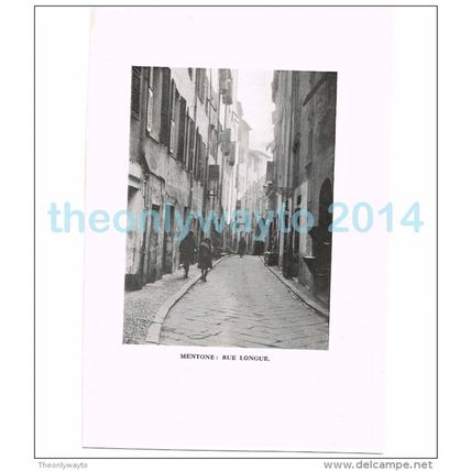 MENTONE, RUE LONGUE, FRANCE, PHOTO BOOK ILLUSTRATION, 1921