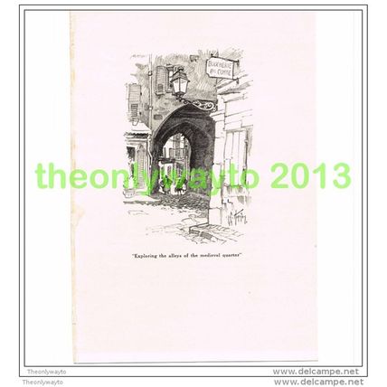 MEDIEVAL QUARTER, FREJUS, FRANCE, BOOK ILLUSTRATION (PRINT), 1920