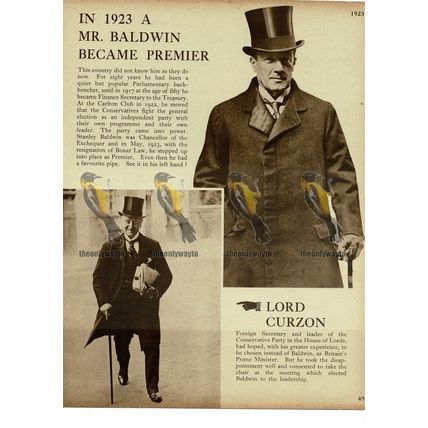 Baldwin Becomes Prime Minister, Lord Curzon fails, 1923, Book Illustration, 1938