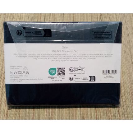 Copenhagen Black Pillowcase Pair 74 x 48cm