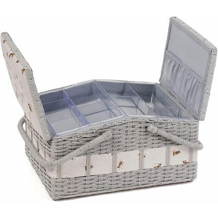 HobbyGift Sewing Box - Wicker Basket - Bee - Crafts Sewing Storage