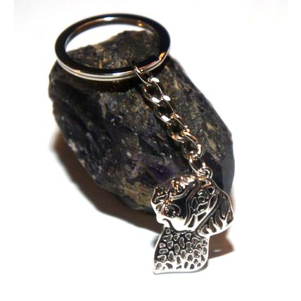 GERMAN SHORTHAIRED POINTER DOG KEY RING WITH KEY CHAIN & VELVET GIFT BAG