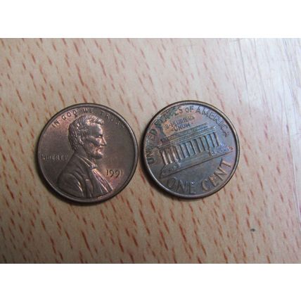 1991 USA 1 Cent Lincoln Memorial Coin