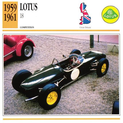 Collectors Club card. Classic Cars. Lotus 18