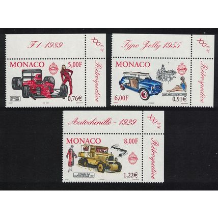 Monaco Motor cars Royal Collection 3v Corners 2000 MNH SG#2479-2481